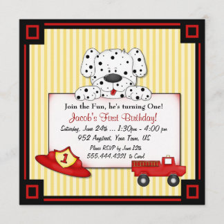 Little Fireman First Geburtstag Einladung