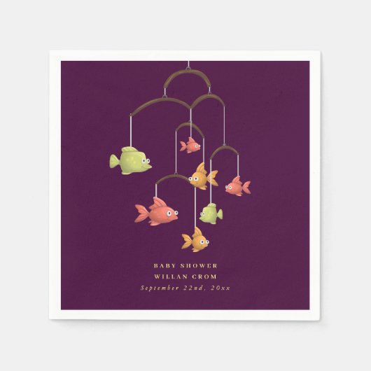 Little Fish Crimson Red Baby Shower Serviette (Vorderseite)