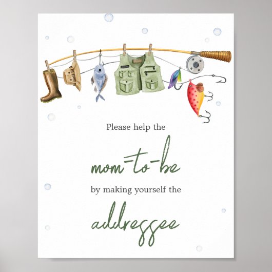 Little Fisherman Baby Shower Envelope Station Poster (Vorne)