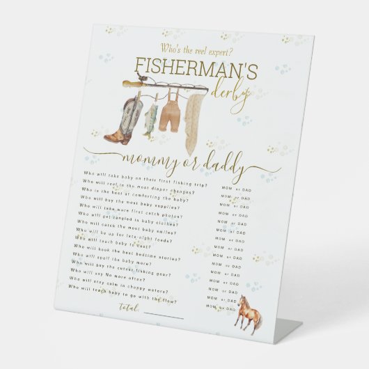 Little Fisherman Baby Shower Mommy oder Daddy Game Sockelschild (Vorderseite)