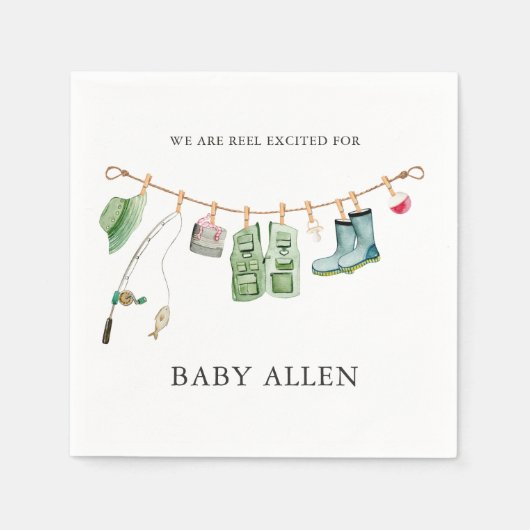 Little Fisherman Baby Shower Napkins Serviette (Vorderseite)