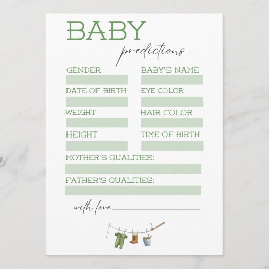 Little Fisherman Baby Shower Predictions Card Einladung (Vorderseite)