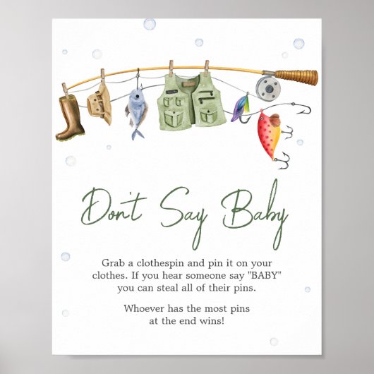Little Fisherman Baby Shower Say Baby nicht Poster (Vorne)