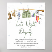Little Fisherman Baby Shower Spate Night Diapers Poster (Vorne)
