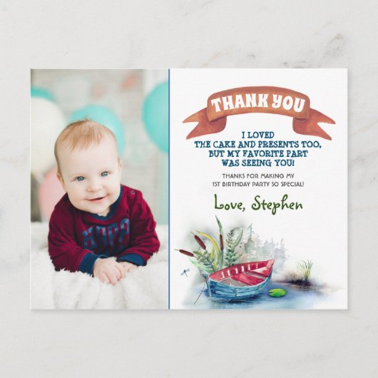 Little Fisherman Danke Foto Postkarte (Vorderseite)