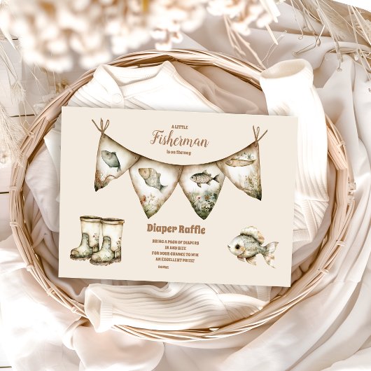 Little Fisherman Fishing Baby Showe Diapper Raffle Begleitkarte