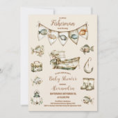 Little Fisherman Fishing Baby Shower Einladung (Vorderseite)