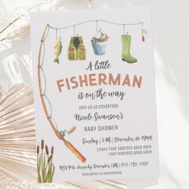 Little Fisherman Fishing Baby Shower Einladung
