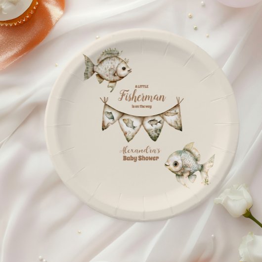 Little Fisherman Fishing Baby Shower Pappteller