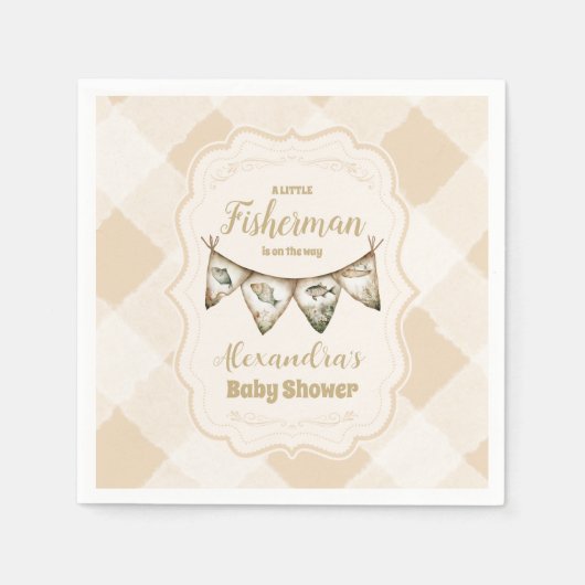 Little Fisherman Fishing Baby Shower Serviette (Vorderseite)