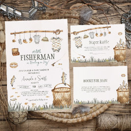 Little Fisherman Watercolor Fishing Baby Shower Einladung