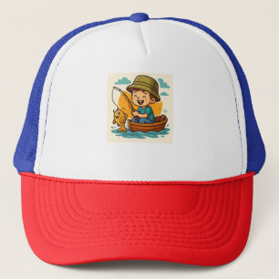 "Little Fisherman's Big Catch - Niedlicher Cartoon Truckerkappe