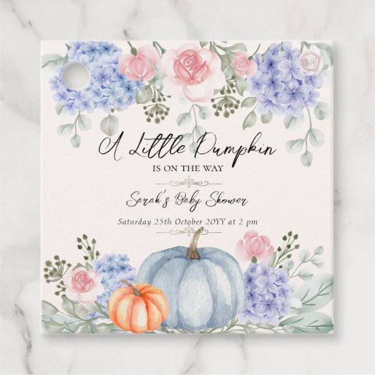 Little Floral Pumpkin Halloween Fall Baby Dusche Geschenkanhänger (Vorderseite)