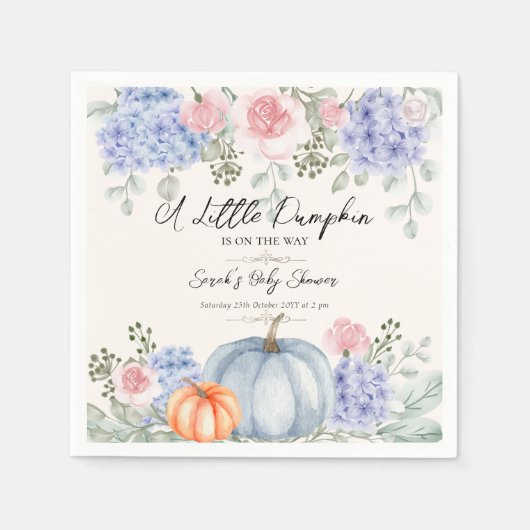 Little Floral Pumpkin Halloween Fall Baby Dusche Serviette (Vorderseite)