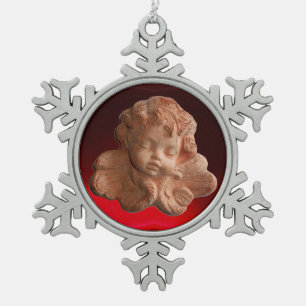 LITTLE FLORENTINE ANGEL Red Ruby Gem Stone Schneeflocken Zinn-Ornament