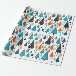 Little Forest Aquamarin-Orange Packpapier
