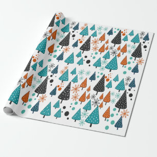 Little Forest Aquamarin-Orange Packpapier