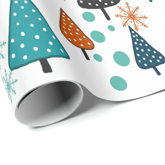 Little Forest Aquamarin-Orange Packpapier (Rolleneckpunkt)