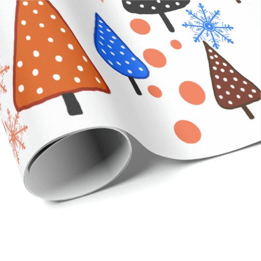 Little Forest Blue Orange Packpapier (Rolleneckpunkt)