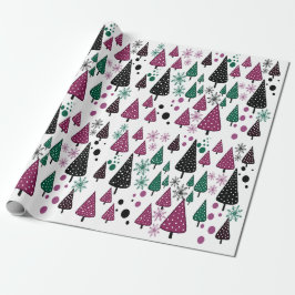 Little Forest Burgundy Green Packpapier
