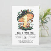 Little Forest Digital Mushroom Geburtstag Einladung (Stehend Vorderseite)