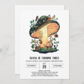 Little Forest Digital Mushroom Geburtstag Einladung (Vorne/Hinten)