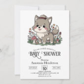Little Forest Wolf Babydusche Einladung (Vorderseite)
