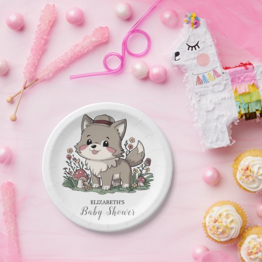 Little Forest Wolf Babydusche Pappteller (Party)