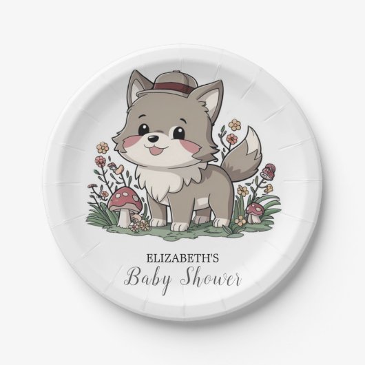 Little Forest Wolf Babydusche Pappteller (Vorderseite)