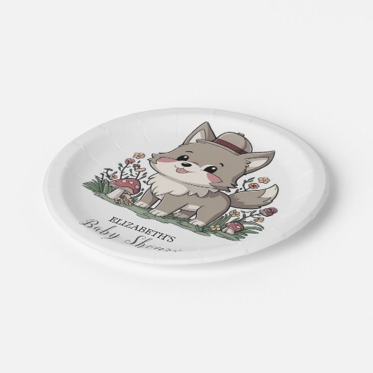 Little Forest Wolf Babydusche Pappteller (Schrägansicht)