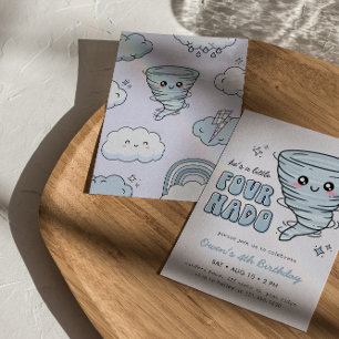 Little Fournado Blue Tornado 4. Geburtstag Einladung