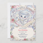 Little Fournado Cute Tornado Girl Birthday Party Einladung (Vorderseite)