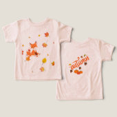 Little Fox & Autumn Leaves Baby T - Shirt" (Design Vorderseite & Rückseite)