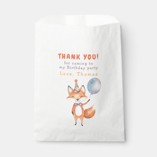 Little Fox Birthday Party Danke Geschenktütchen (Vorderseite)