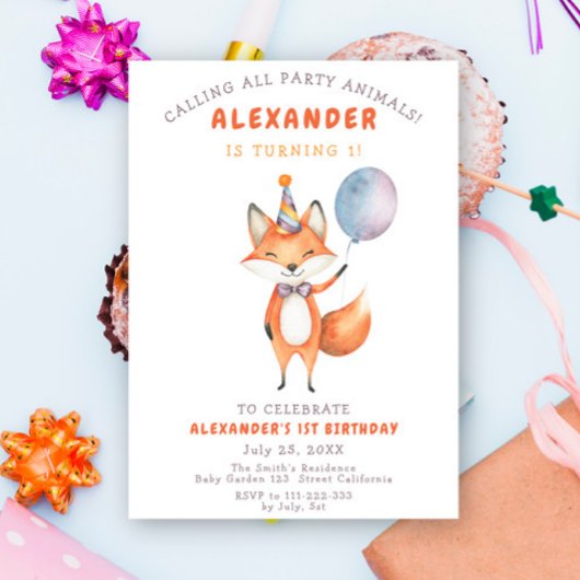 Little Fox Birthday Party Einladung