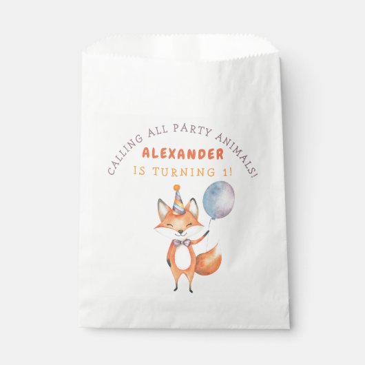 Little Fox Birthday Party Geschenktütchen (Vorderseite)