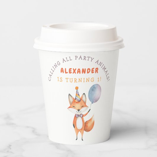 Little Fox Birthday Party Pappbecher (Rückseite)