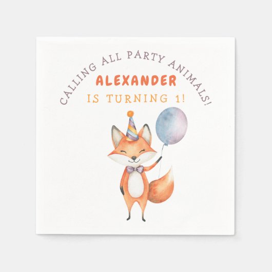 Little Fox Birthday Party Serviette (Vorderseite)