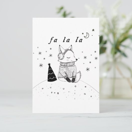 Little Fox Christmas Grußkarte Einladung (Stehend Vorderseite)