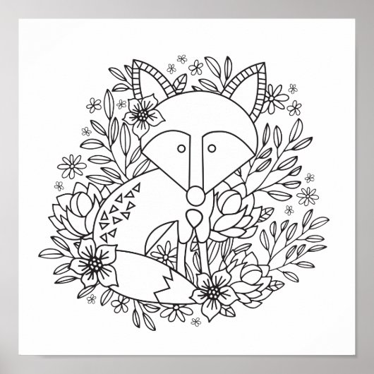 Little Fox Coloring Page Poster (Vorne)