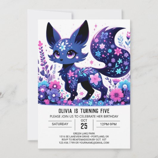 Little Fox Digital Geburtstag Einladung (Vorderseite)