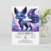 Little Fox Digital Geburtstag Einladung (Stehend Vorderseite)