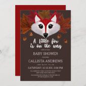 Little Fox Fall Red Brown Aquarell Babydusche Einladung (Vorne/Hinten)