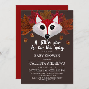 Little Fox Fall Red Brown Aquarell Babydusche Einladung