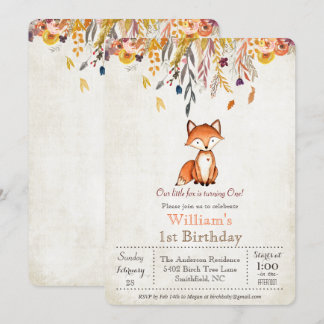 Little Fox Herbst 1. Geburtstag Einladung