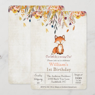 Little Fox Herbst 1. Geburtstagseinladung Einladung