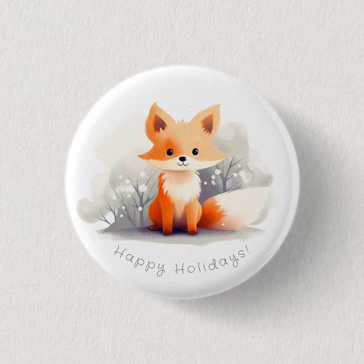 Little fox in winter button (Vorderseite)
