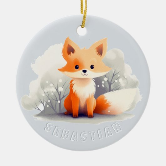 Little fox in winter keramik ornament (Vorne)
