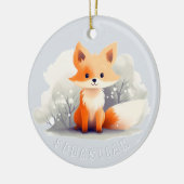 Little fox in winter keramik ornament (Links)