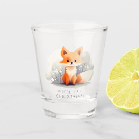 Little fox in winter, personalized schnapsglas (Vorderseite)